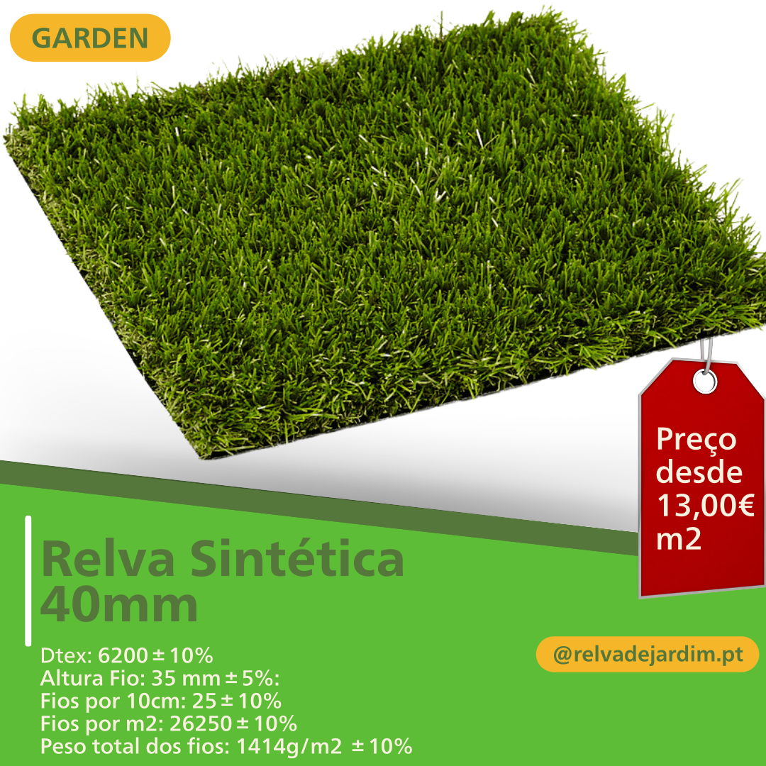 Relva Garden 40mm - Rolo 1 x 15m (15m2)