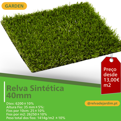 Relva Garden 40mm - Rolo 1 x 15m (15m2)